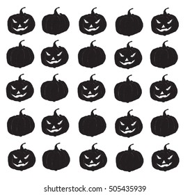 black pumpkins vector on white background