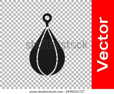 Black Punching bag icon isolated on transparent background.  Vector