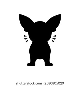 Black puppy chihuahua angry silhouette vector flat illustration design on white background.