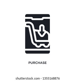 black purchase isolated vector icon. simple element illustration from mobile app concept vector icons. purchase editable logo symbol design on white background. can be use for web and mobile
