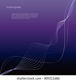 Black and purple abstract background with flowing lines. Vector background for your design