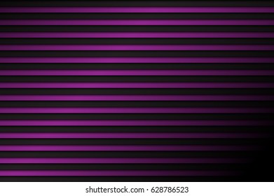 Black and purple abstract background, horizontal lines with shadow, vector illustration