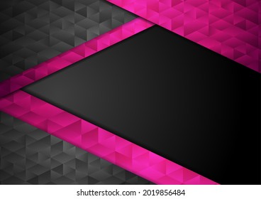 Fondo geométrico abstracto de baja polilla negro y púrpura. Diseño vectorial de tecnología