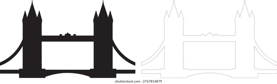 Black and purple bridge tower silhouettes