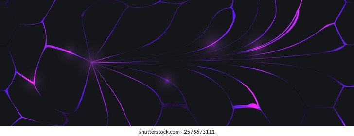 Black and purple futuristic abstract background with dynamic glowing lines. Vector illustration