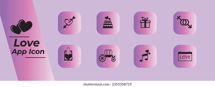 Black and Purple Gradient  Colour Love App Icon Collections .