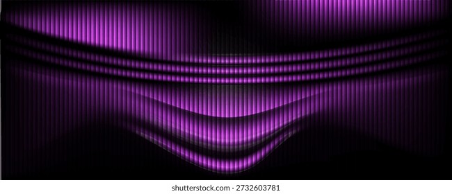 Fondo de vidrio acanalado negro púrpura degradado — un aspecto minimalista futurista sutil con un brillo fresco. Gradiente de vidrio liso, franjas suaves translúcidas futuristas y un efecto brillante.