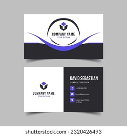 Black and Purple Modern Creative Business Card and Name Card, Horizontal Simple Clean Template Vector Design.