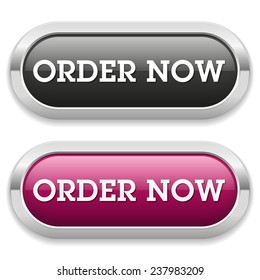 Black and purple order now button on white background