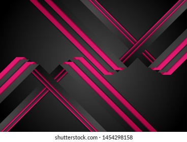Black purple paper geometry vector design. Abstract tech background with stripes layers. Vector corporate illustration template