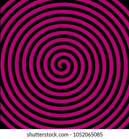 Black purple round abstract vortex hypnotic spiral wallpaper. Vector illustration optical illusion spiral anaglyph opt art illustration. Volute, spiral, concentric lines, circular, rotating background