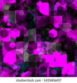 Black and purple seamless texture with geometric shapes. Abstract vector background for web page, banners backdrop, fabric, home decor, wrapping