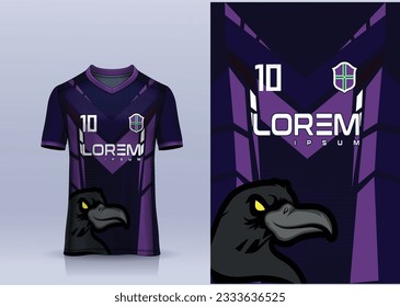 black purple  t-shirt sport design template with abstract pattern for soccer jersey. Sport uniform in front view. Tshirt mock up for sport club. Vector Illustration