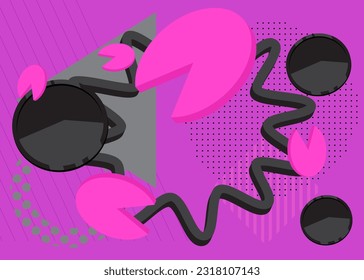 Black and purple vintage shapes template. Abstract retro minimal geometrical graphic theme. Geometric elements for poster, banner, cover.