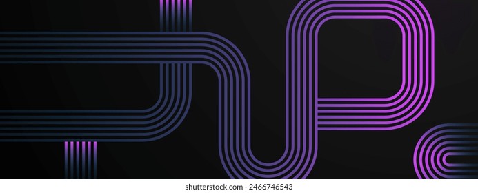 Black and purple violet vector abstract banner with shape shiny lines