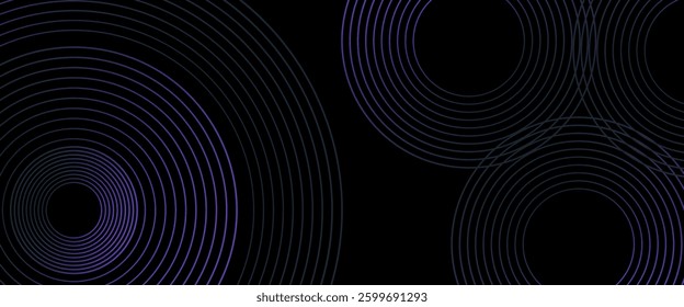 Black and purple violet vector abstract dynamic banner with neon glowing bright shape lines. modern concept background