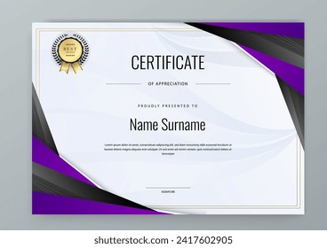 Schwarz-violetter Vektorgrafik-Design-Vorlage für professionelles und modernes Corporate Certificate