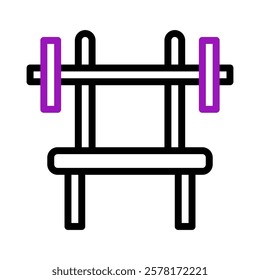 Black and purple weightlifting gym apparatus icon