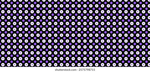 Black purple and white polka dots pattern background