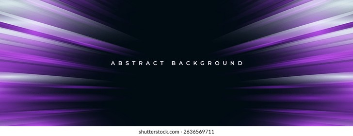 Black and purple wide modern abstract technology background with glowing high-speed and movement light effect. Vector illustration