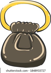 Black purse, illustration, vector on white background.