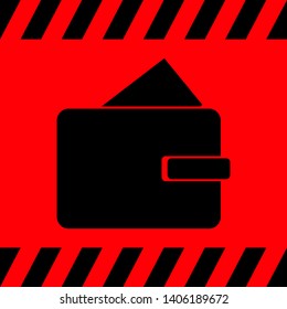 Black purse on a red background, vector illustration for design