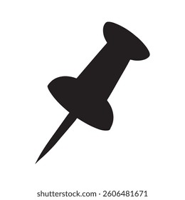 Black push pin flat silhouette icon vector flat illustration design on white background