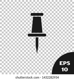 Black Push pin icon isolated on transparent background. Thumbtacks sign.  Vector Illustration