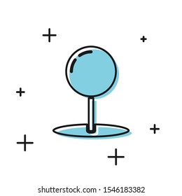 Black Push pin icon isolated on white background. Thumbtacks sign.  Vector Illustration