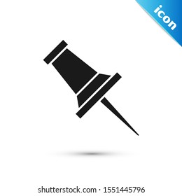 Black Push pin icon isolated on white background. Thumbtacks sign.  Vector Illustration