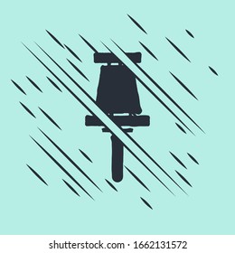 Black Push pin icon isolated on green background. Thumbtacks sign. Glitch style. Vector Illustration