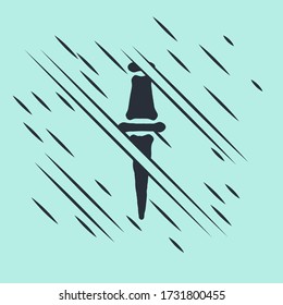 Icono del pasador de inserción negro aislado sobre fondo verde. Señal de miniaturas. El estilo de Glitch. Ilustración vectorial