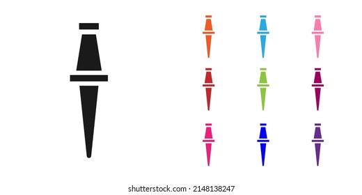 Black Push pin icon isolated on white background. Thumbtacks sign. Set icons colorful. Vector Illustration