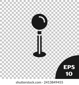 Icono del pasador de inserción negro aislado sobre fondo transparente. Señal de miniaturas.  Vector