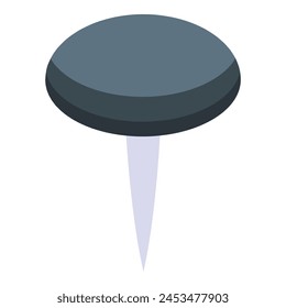 Black push pin icon isometric vector. Reminder image object. Metal wall label