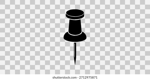 Icono negro del perno del empuje en fondo transparente