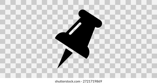 Icono negro del perno del empuje en fondo transparente