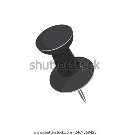 Black push pin isolated on white background. Vector illustration