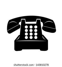 black push-button phone on a white background