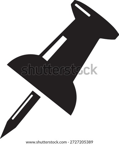 Black Pushpin Thumbtack Icon Isolated on White Background for Office Supplies and Location Pinning Concepts