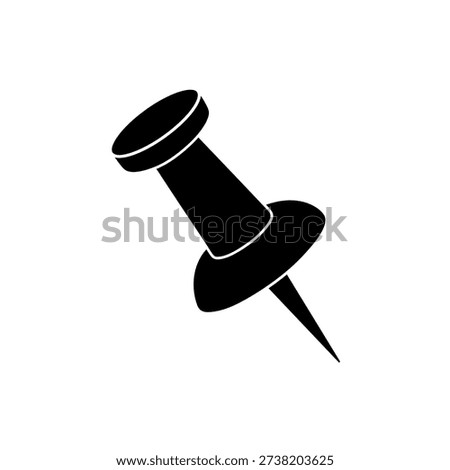 Black Pushpin Thumbtack Icon Isolated on White Background Office Stationery Pin