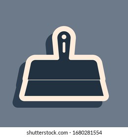 Black Putty knife icon isolated on grey background. Spatula repair tool. Spackling or paint instruments. Long shadow style. Vector Illustration