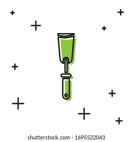 Icono de la navaja negra aislado en fondo blanco. Herramienta de reparación de espátulas. Instrumentos de embalaje o pintura. Ilustración vectorial