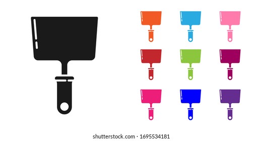 Black Putty knife icon isolated on white background. Spatula repair tool. Spackling or paint instruments. Set icons colorful. Vector Illustration