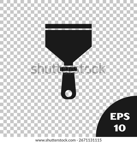 Black Putty knife icon isolated on transparent background. Spatula repair tool. Spackling or paint instruments.  Vector