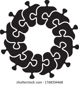 Black puzzle circle vector logo