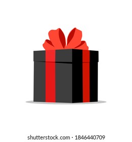 Caja de regalo del rompecabezas negro aislada en fondo blanco