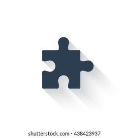 Black Puzzle icon with long shadow
