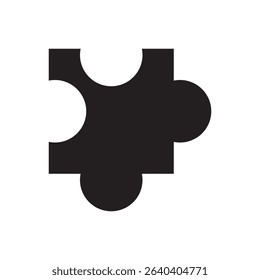 Black puzzle piece icon. Simple puzzle vector for problem-solving, teamwork, or logic ideas.