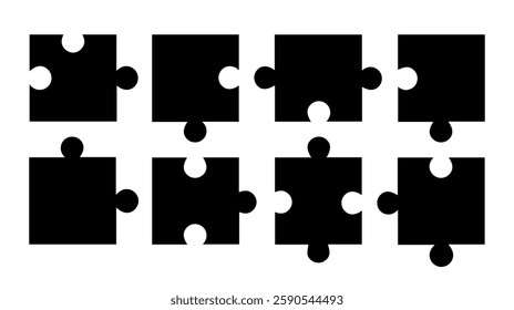 Black Puzzle Piece Vector Icons Set